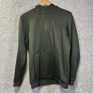 Under Armour ColdGear Hoodie Mens Medium Green Fleece Pullover Sweatshirt Logo